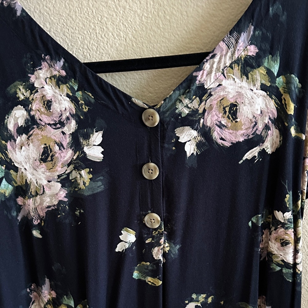 J. Jill Floral Midi Dress - Black and Pink - Picture 4 of 4